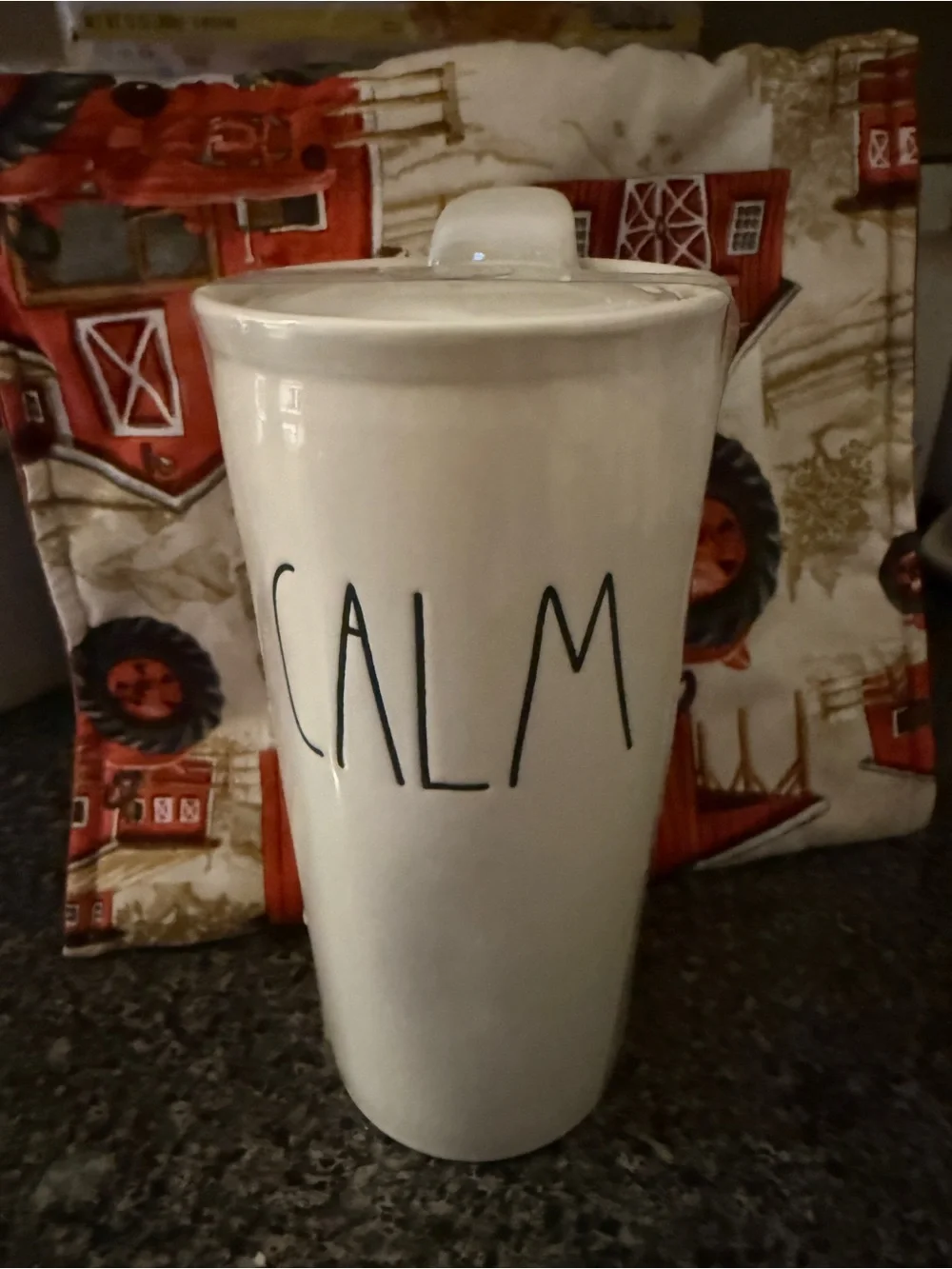 CALM White Ceramic Travel Mug with Lid